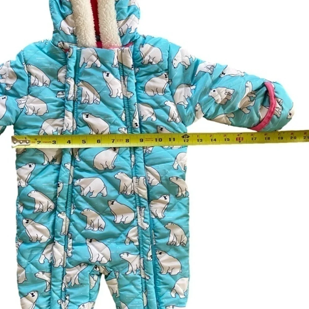WIPPETTE Infant Hooded Snowsuit Turquoise/Pink Polar Bear Infant Size 9M NWOT